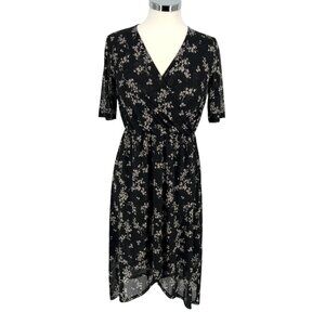 41 Hawthorn Floral A-Line Mesh Dress Black Short Sleeve Size Small NWT